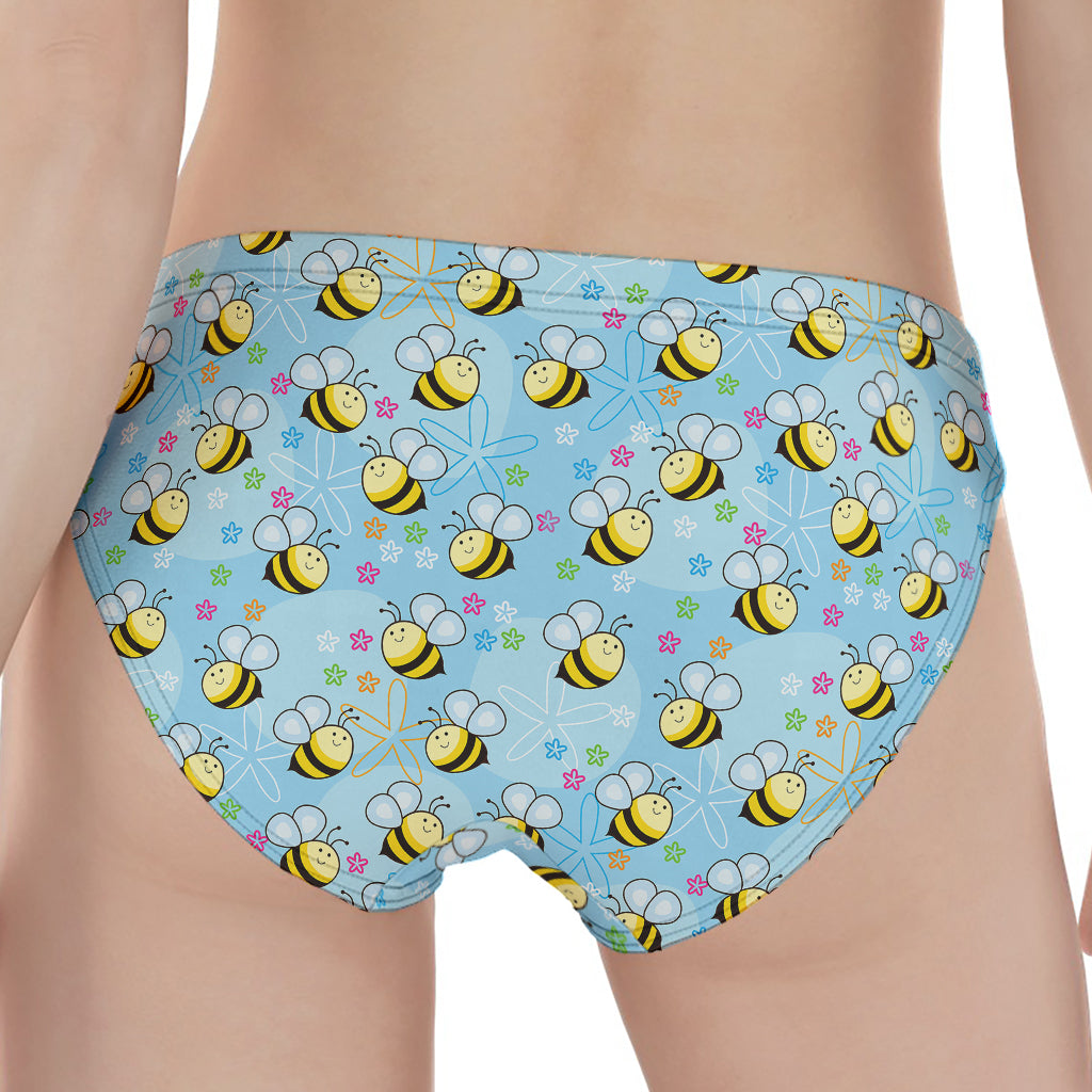 Cute Cartoon Bee Pattern Print Women's Panties