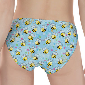 Cute Cartoon Bee Pattern Print Women's Panties