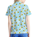 Cute Cartoon Bee Pattern Print Women's Polo Shirt