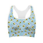 Cute Cartoon Bee Pattern Print Women's Sports Bra