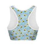 Cute Cartoon Bee Pattern Print Women's Sports Bra
