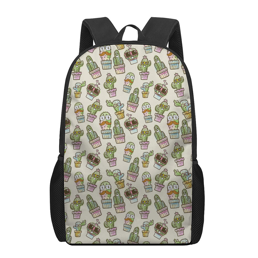 Cute Cartoon Cactus Pattern Print 17 Inch Backpack