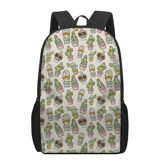 Cute Cartoon Cactus Pattern Print 17 Inch Backpack