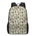 Cute Cartoon Cactus Pattern Print 17 Inch Backpack