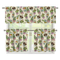 Cute Cartoon Cactus Pattern Print 3 Piece Kitchen Curtains