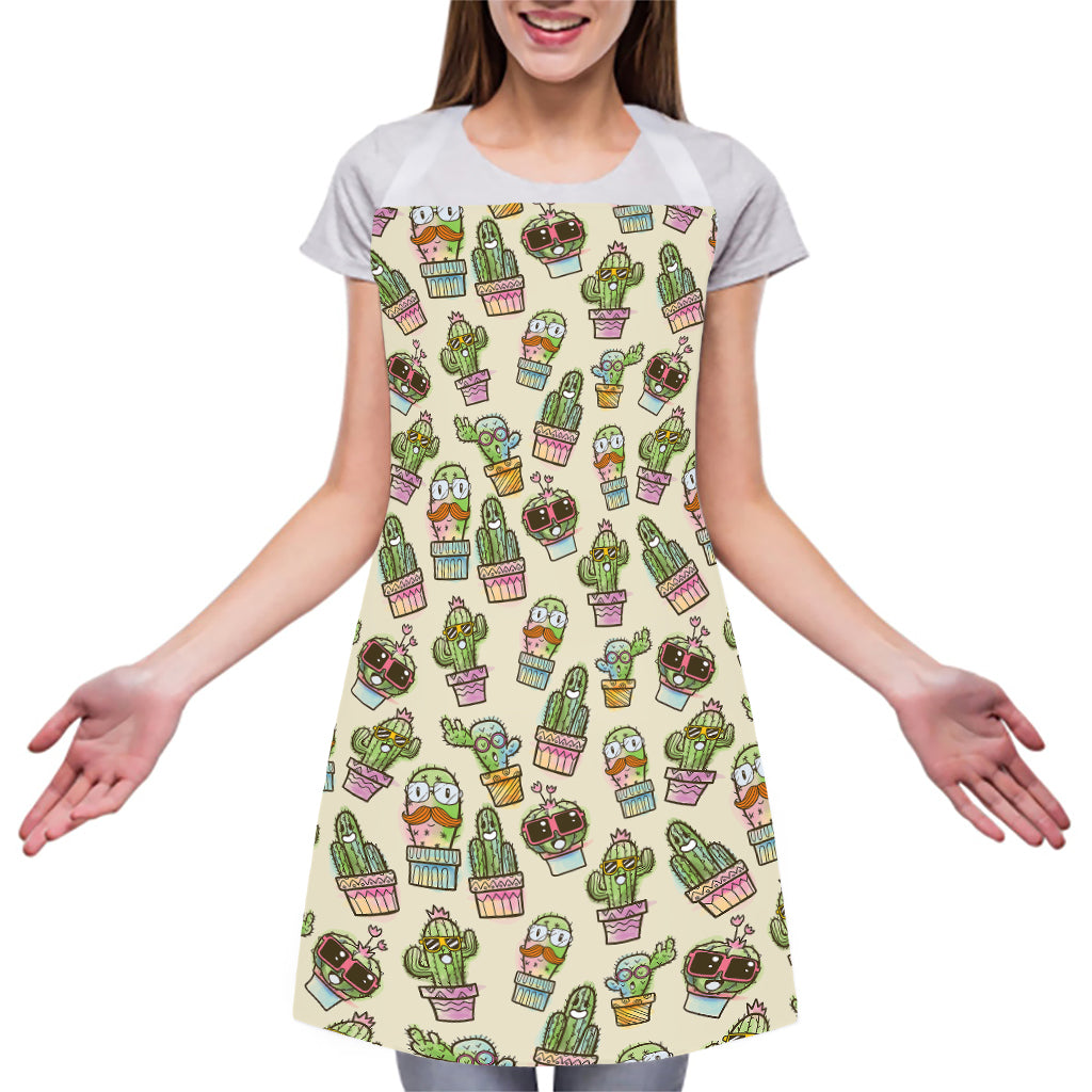 Cute Cartoon Cactus Pattern Print Adjustable Apron