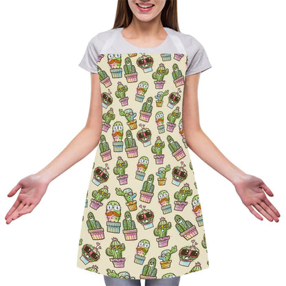 Cute Cartoon Cactus Pattern Print Adjustable Apron