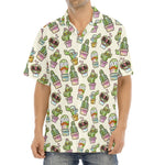 Cute Cartoon Cactus Pattern Print Aloha Shirt