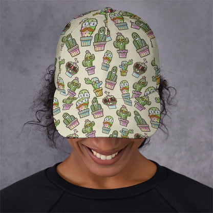 Cute Cartoon Cactus Pattern Print Baseball Cap