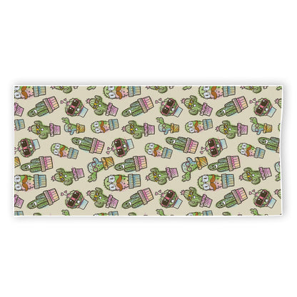 Cute Cartoon Cactus Pattern Print Beach Towel