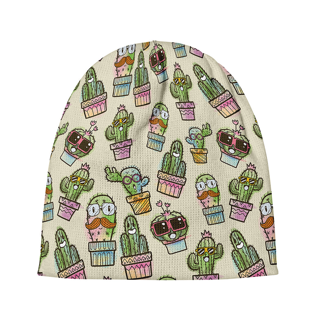 Cute Cartoon Cactus Pattern Print Beanie