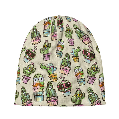 Cute Cartoon Cactus Pattern Print Beanie