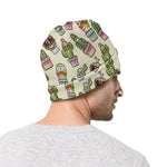 Cute Cartoon Cactus Pattern Print Beanie