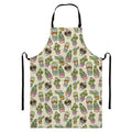 Cute Cartoon Cactus Pattern Print Bib Apron With Pocket