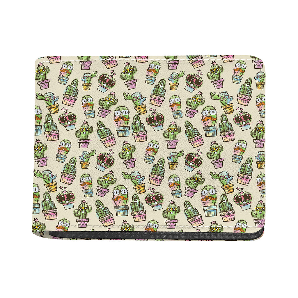 Cute Cartoon Cactus Pattern Print Bifold Wallet