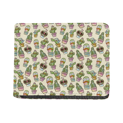 Cute Cartoon Cactus Pattern Print Bifold Wallet