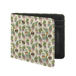 Cute Cartoon Cactus Pattern Print Bifold Wallet