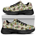 Cute Cartoon Cactus Pattern Print Black Chunky Shoes