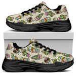 Cute Cartoon Cactus Pattern Print Black Chunky Shoes