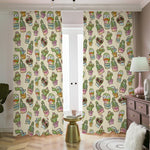 Cute Cartoon Cactus Pattern Print Blackout Pencil Pleat Curtains