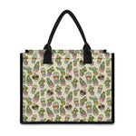 Cute Cartoon Cactus Pattern Print Canvas Tote Bag