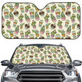 Cute Cartoon Cactus Pattern Print Car Windshield Sun Shade
