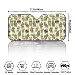 Cute Cartoon Cactus Pattern Print Car Windshield Sun Shade