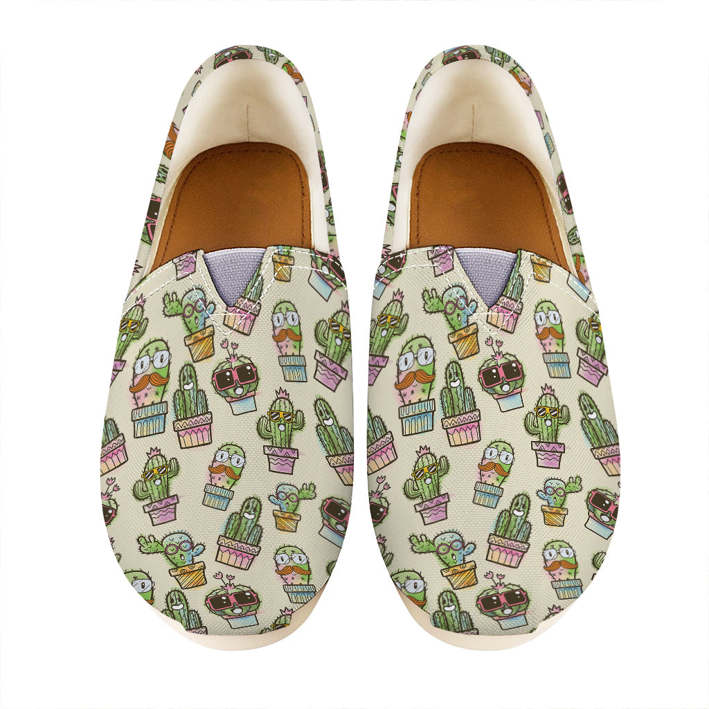 Cute Cartoon Cactus Pattern Print Casual Shoes