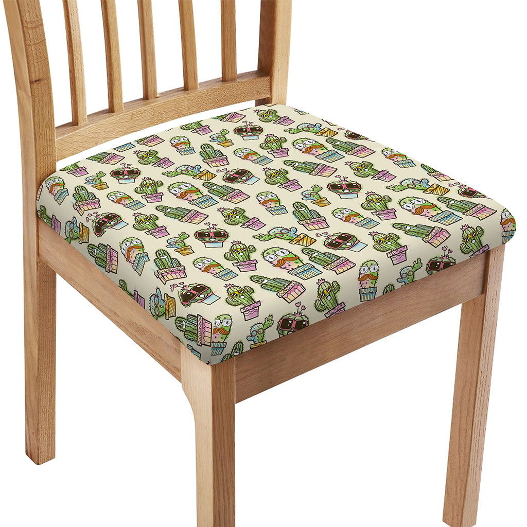 Cute Cartoon Cactus Pattern Print Chair Cushion Cover