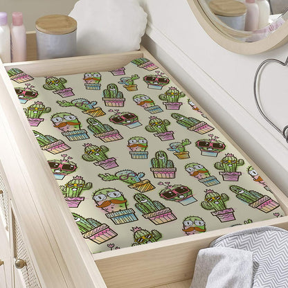 Cute Cartoon Cactus Pattern Print Changing Pad Cover