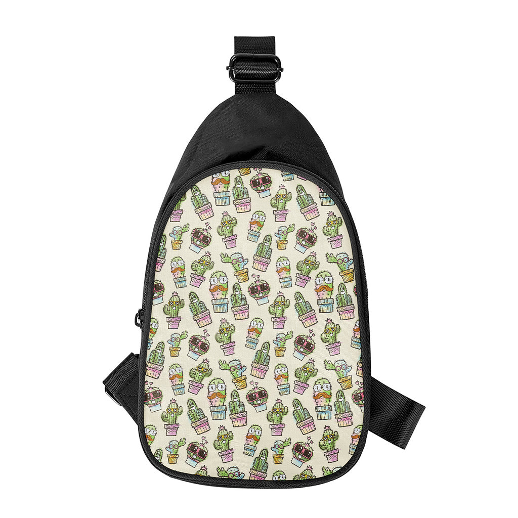 Cute Cartoon Cactus Pattern Print Chest Bag