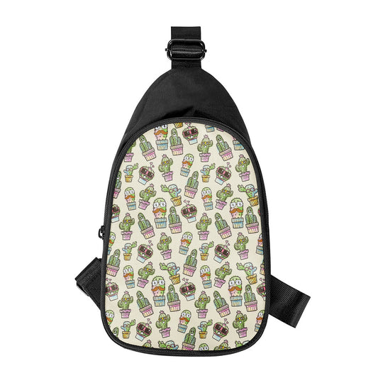 Cute Cartoon Cactus Pattern Print Chest Bag