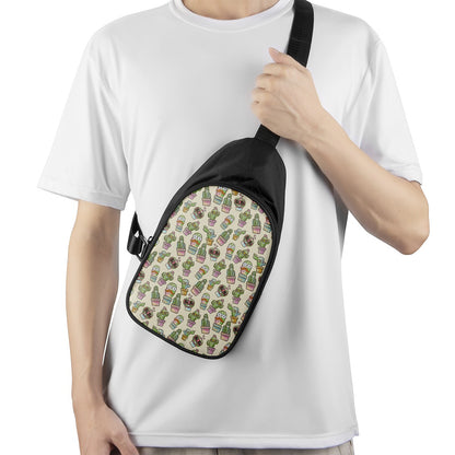 Cute Cartoon Cactus Pattern Print Chest Bag