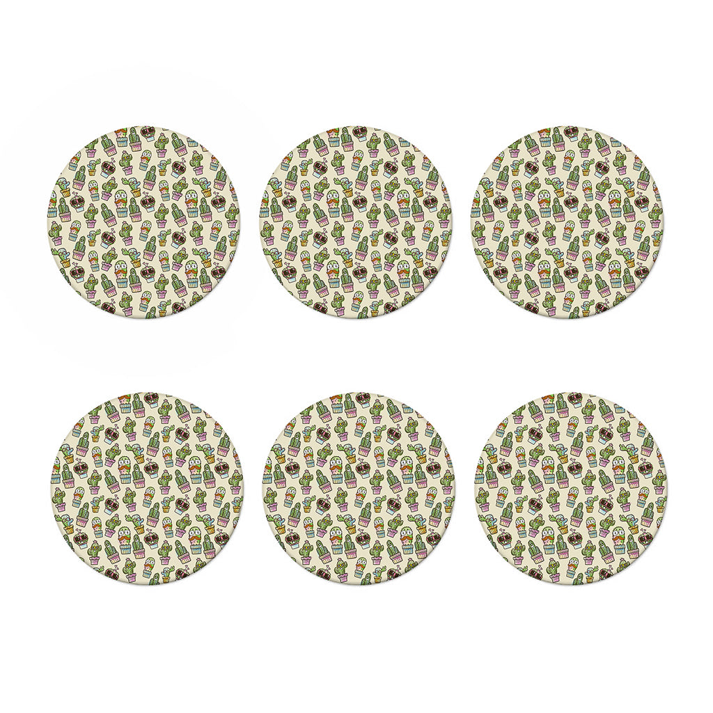 Cute Cartoon Cactus Pattern Print Coaster Set