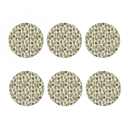 Cute Cartoon Cactus Pattern Print Coaster Set