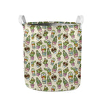 Cute Cartoon Cactus Pattern Print Collapsible Laundry Basket