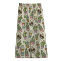 Cute Cartoon Cactus Pattern Print Cotton Front Slit Maxi Skirt