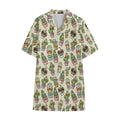 Cute Cartoon Cactus Pattern Print Cotton Hawaiian Shirt