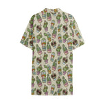 Cute Cartoon Cactus Pattern Print Cotton Hawaiian Shirt