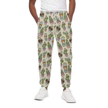 Cute Cartoon Cactus Pattern Print Cotton Pants