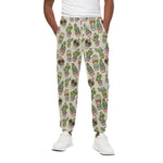 Cute Cartoon Cactus Pattern Print Cotton Pants
