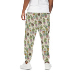 Cute Cartoon Cactus Pattern Print Cotton Pants