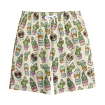 Cute Cartoon Cactus Pattern Print Cotton Shorts