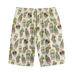 Cute Cartoon Cactus Pattern Print Cotton Shorts
