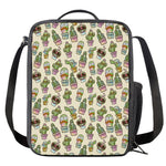 Cute Cartoon Cactus Pattern Print Crossbody Lunch Bag