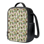 Cute Cartoon Cactus Pattern Print Crossbody Lunch Bag