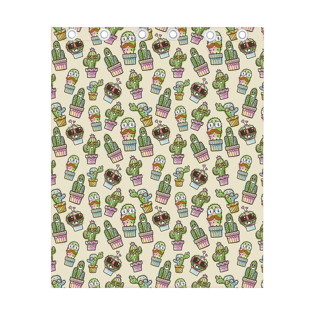 Cute Cartoon Cactus Pattern Print Curtain