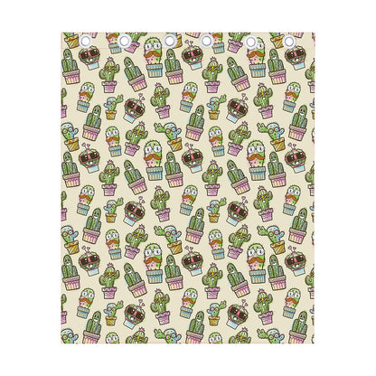 Cute Cartoon Cactus Pattern Print Curtain