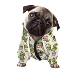 Cute Cartoon Cactus Pattern Print Dog Zip Up Hoodie