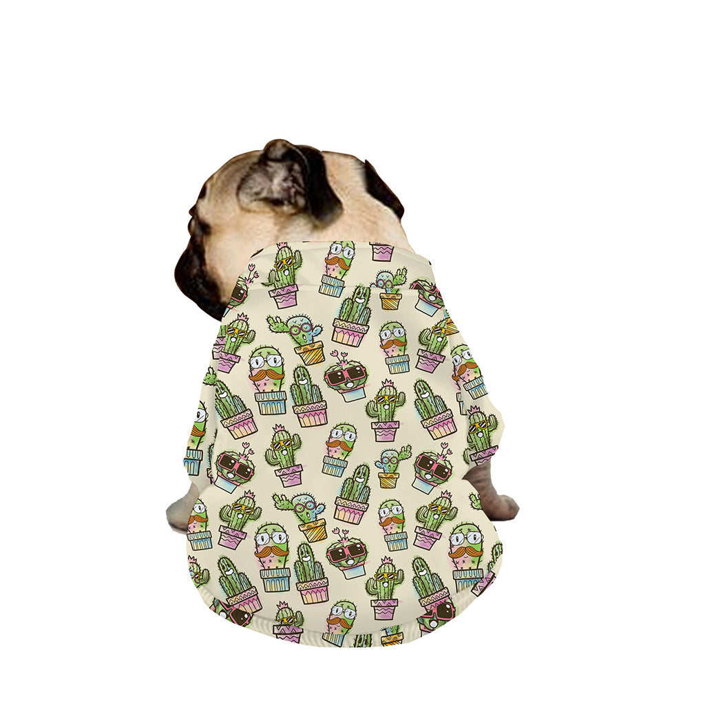 Cute Cartoon Cactus Pattern Print Dog Zip Up Jacket